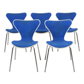 5 Blue Chair "Butterfly" by Arne Jacobsen, Series 7