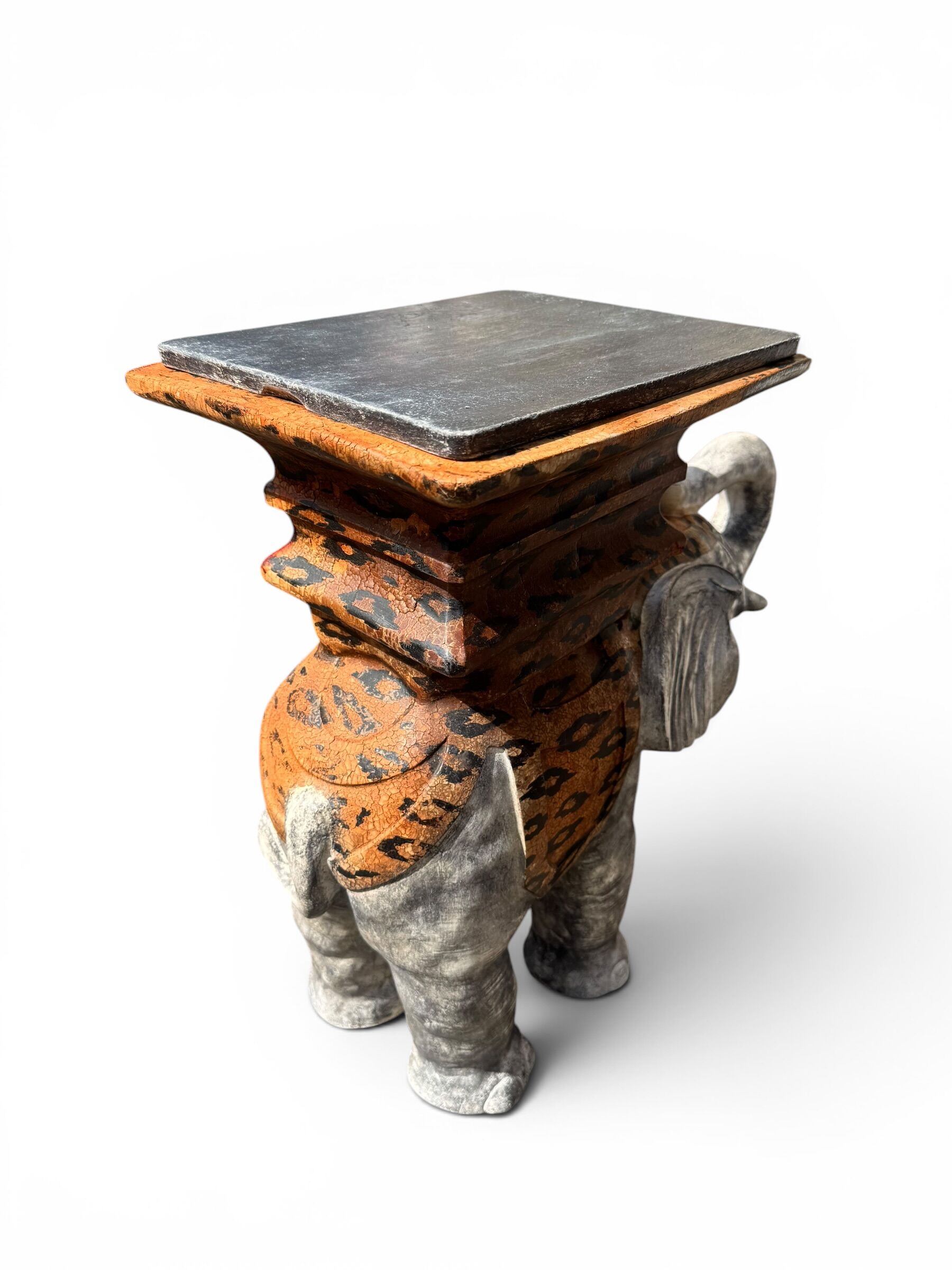 Elephant side table – leopard pattern – Jansen style 1970