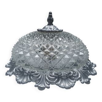 Plafonnier vintage Ghidini en laiton et verre | Italie, années 1960