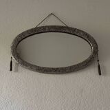 Silver oval Art Deco mirror