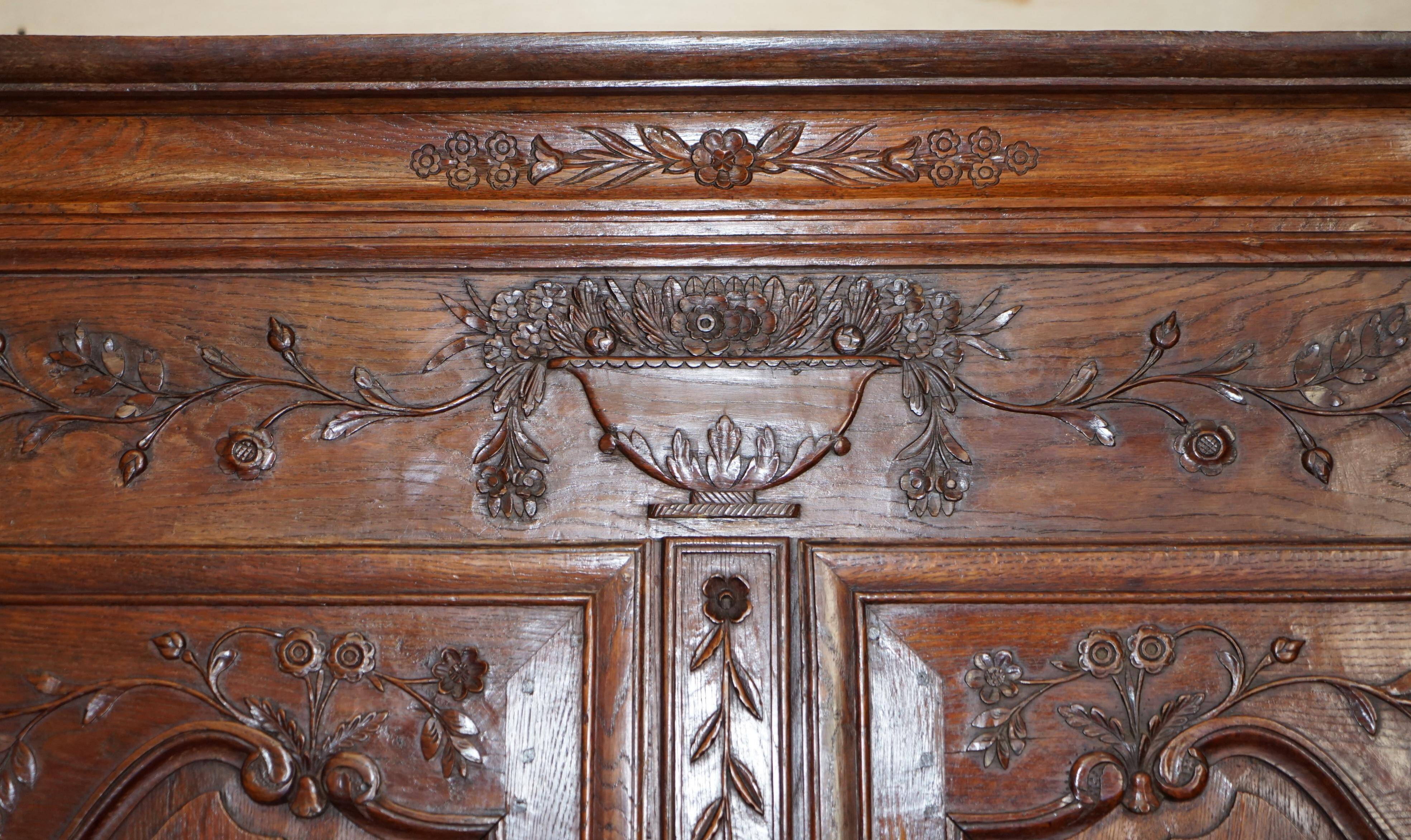 Antique Carved Wardrobe Dated 1844 with Shaped Panels