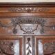 Antique Carved Wardrobe Dated 1844 with Shaped Panels