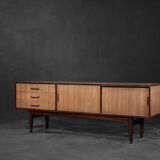 Classic vintage mid-century mahogany buffet with drawers, Danish Scandinavian style, 1970s.