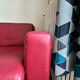 Red genuine cowhide convertible sofa