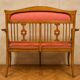 Art Nouveau bench in fruitwood with marquetry