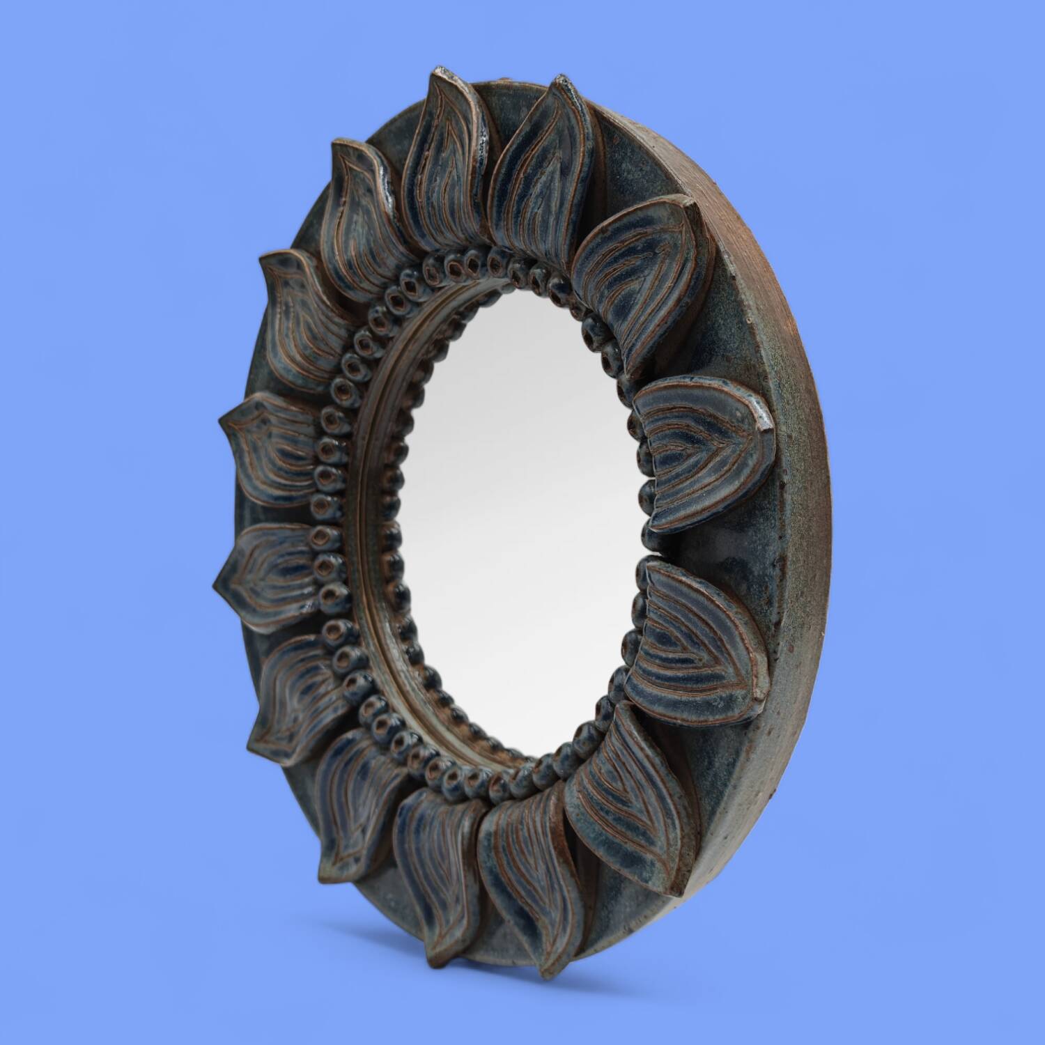 Stoneware mirror by André Bodin - 1981