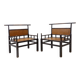 Pair of "meditation" chairs in lacquered wood and rattan - Japan, early 20th century