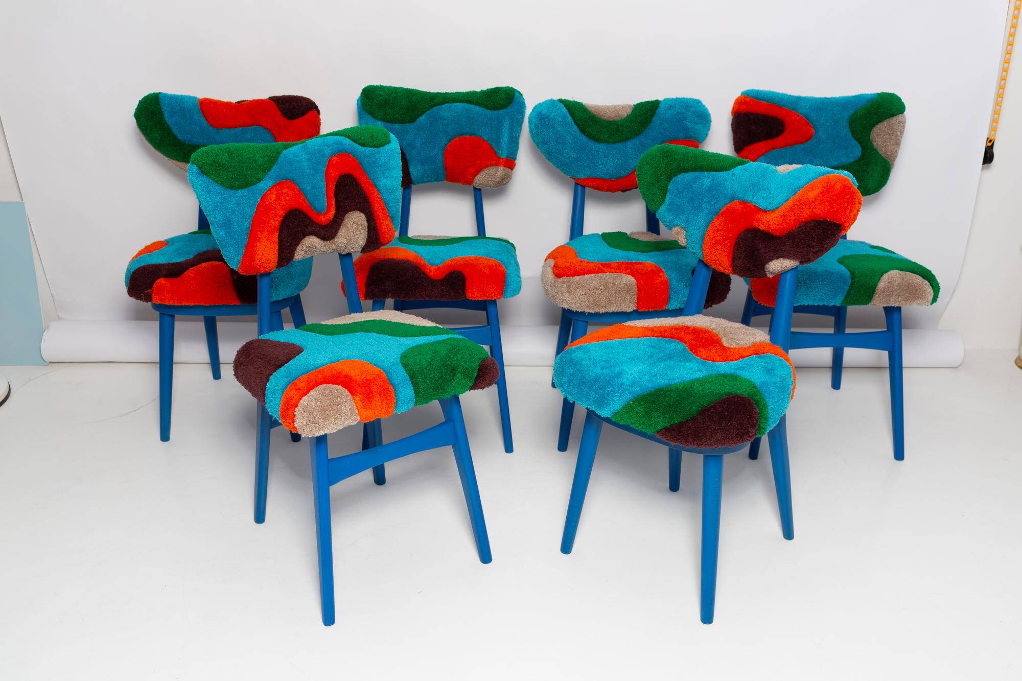 Mid-century Buttoned Chair Handmade, Dark Wood, Rajmund Halas, Poland, 1960s