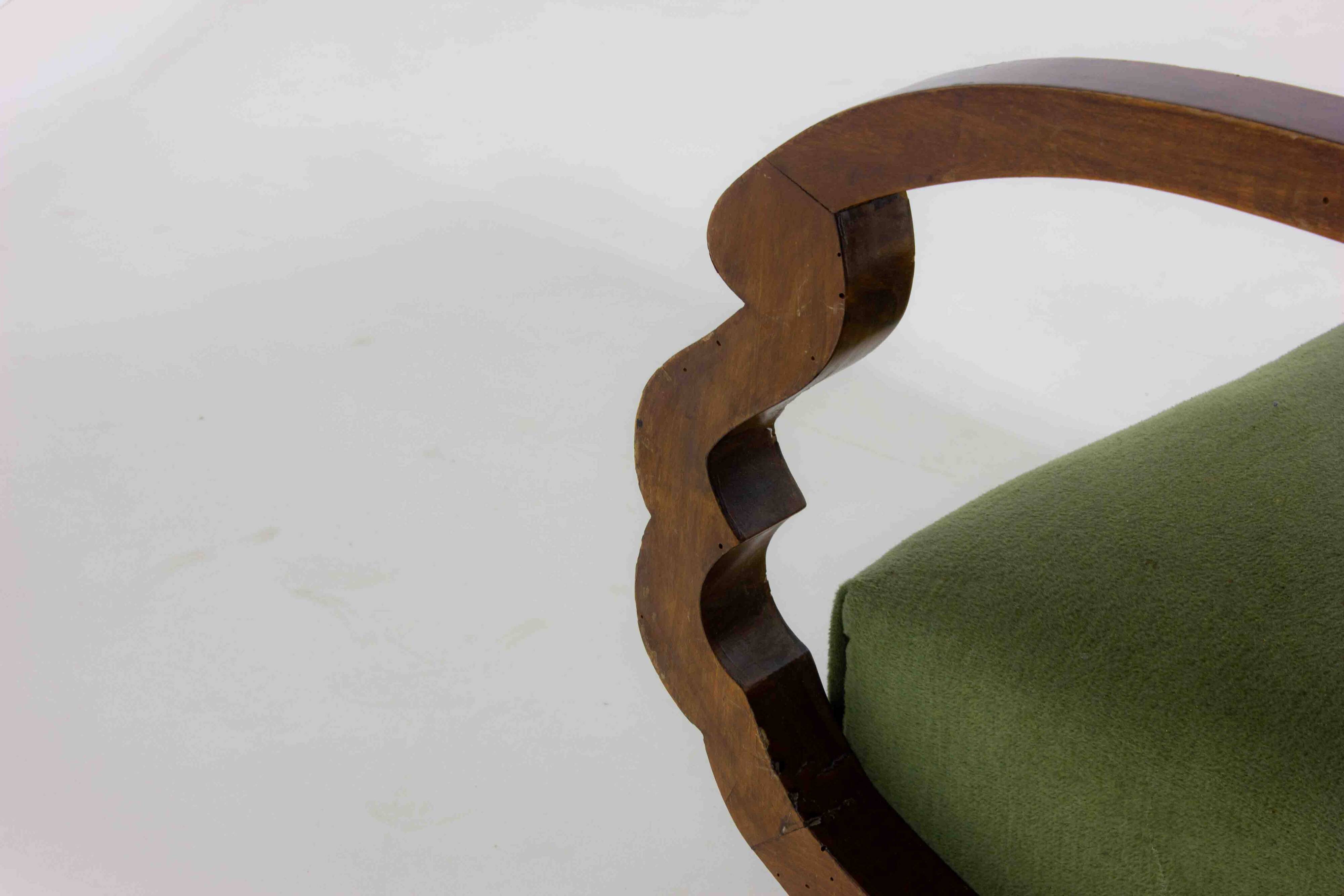 Curved art deco lounge chairs, Italy 1930s