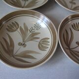 Set of 6 old Longchamp soup plates in ceramic/stoneware with floral decoration