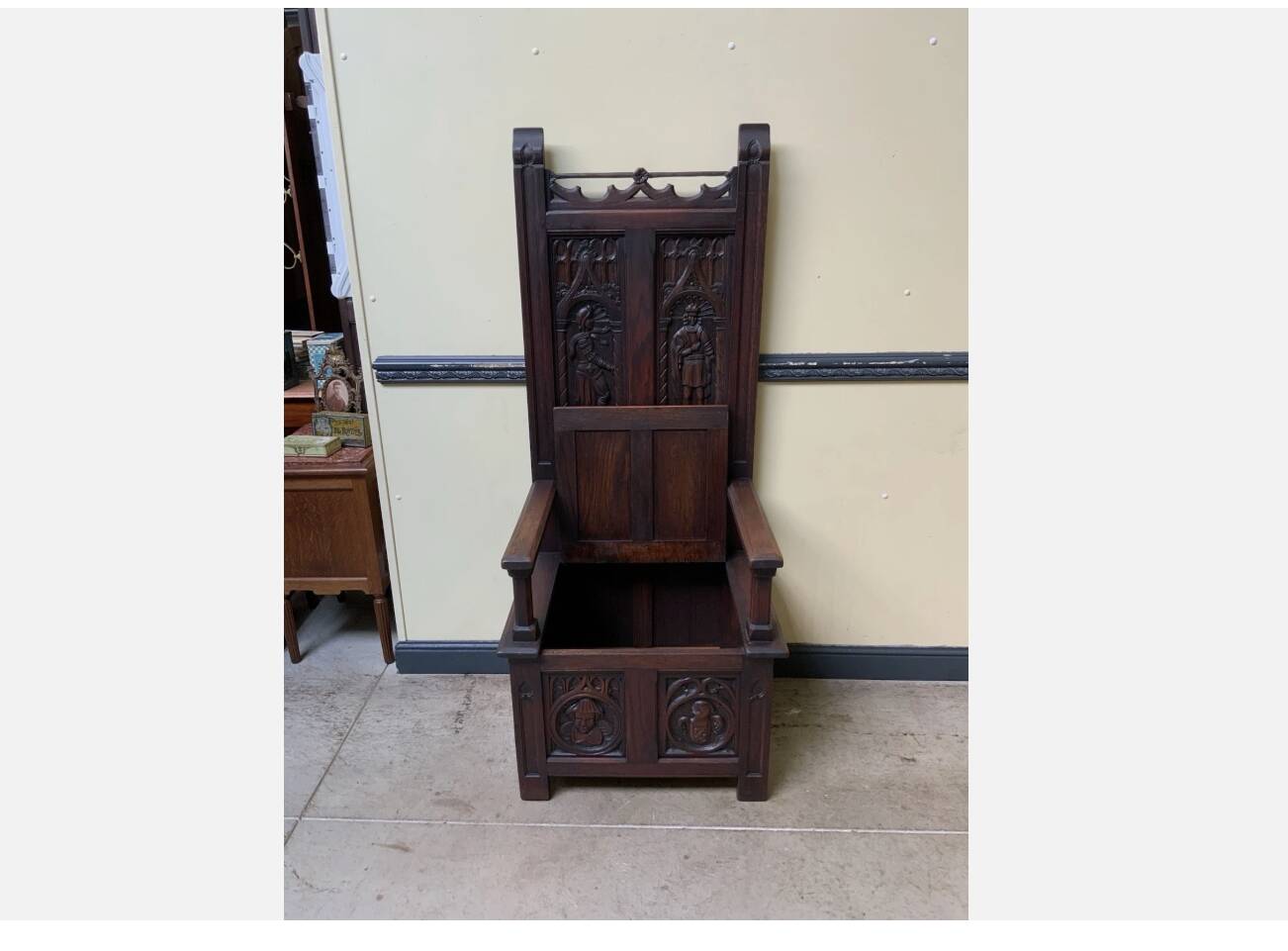 Antique - Chest Bench, - Neo-Gothic