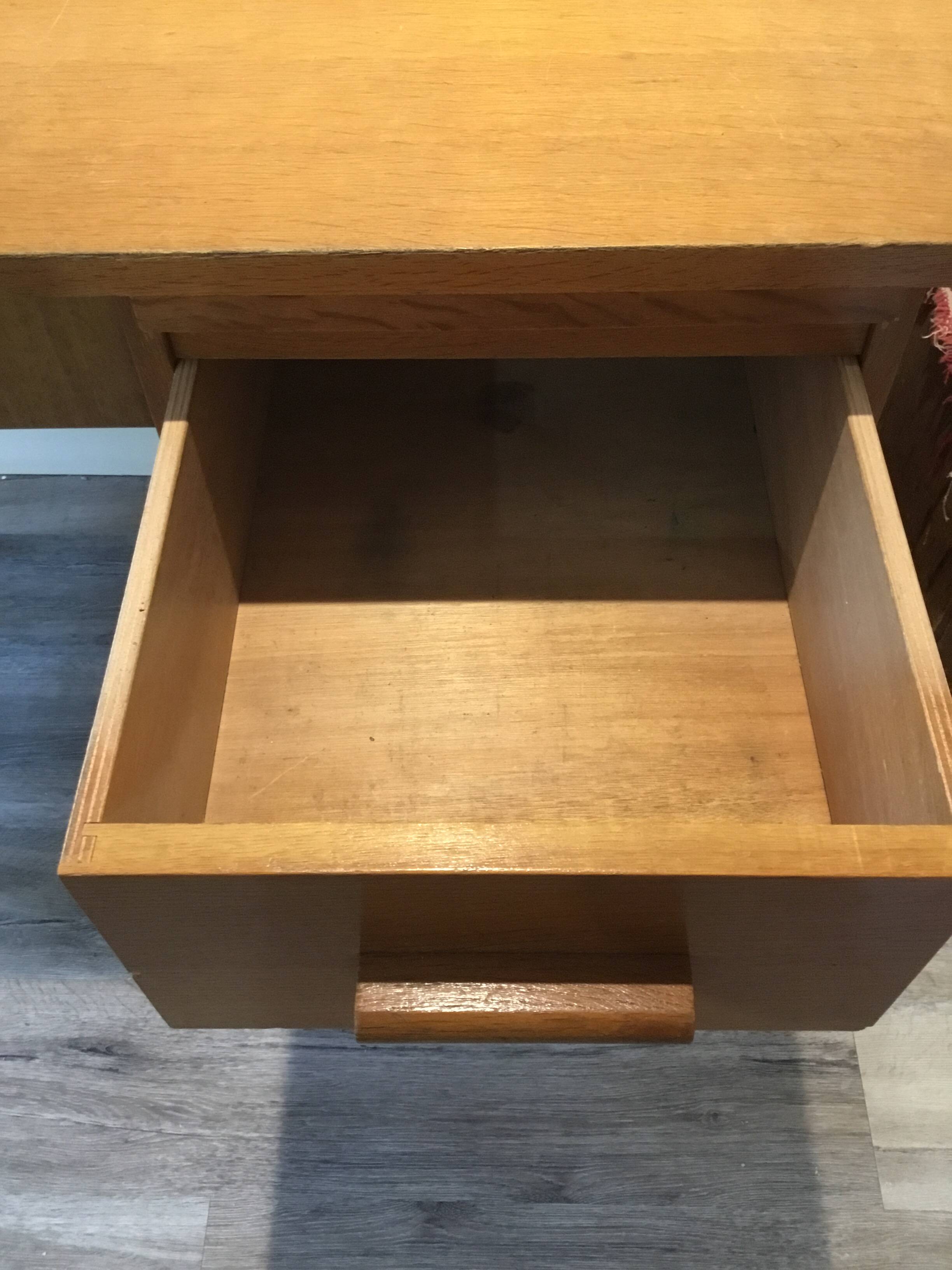 wood and metal desk from the 1960s in modernist style