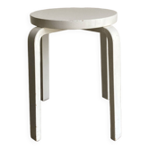 Tabouret scandinave en bois multiplis courbé laqué blanc