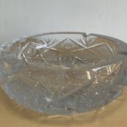 Large vintage pocket tray or ashtray in chiseled Bohemian crystal
