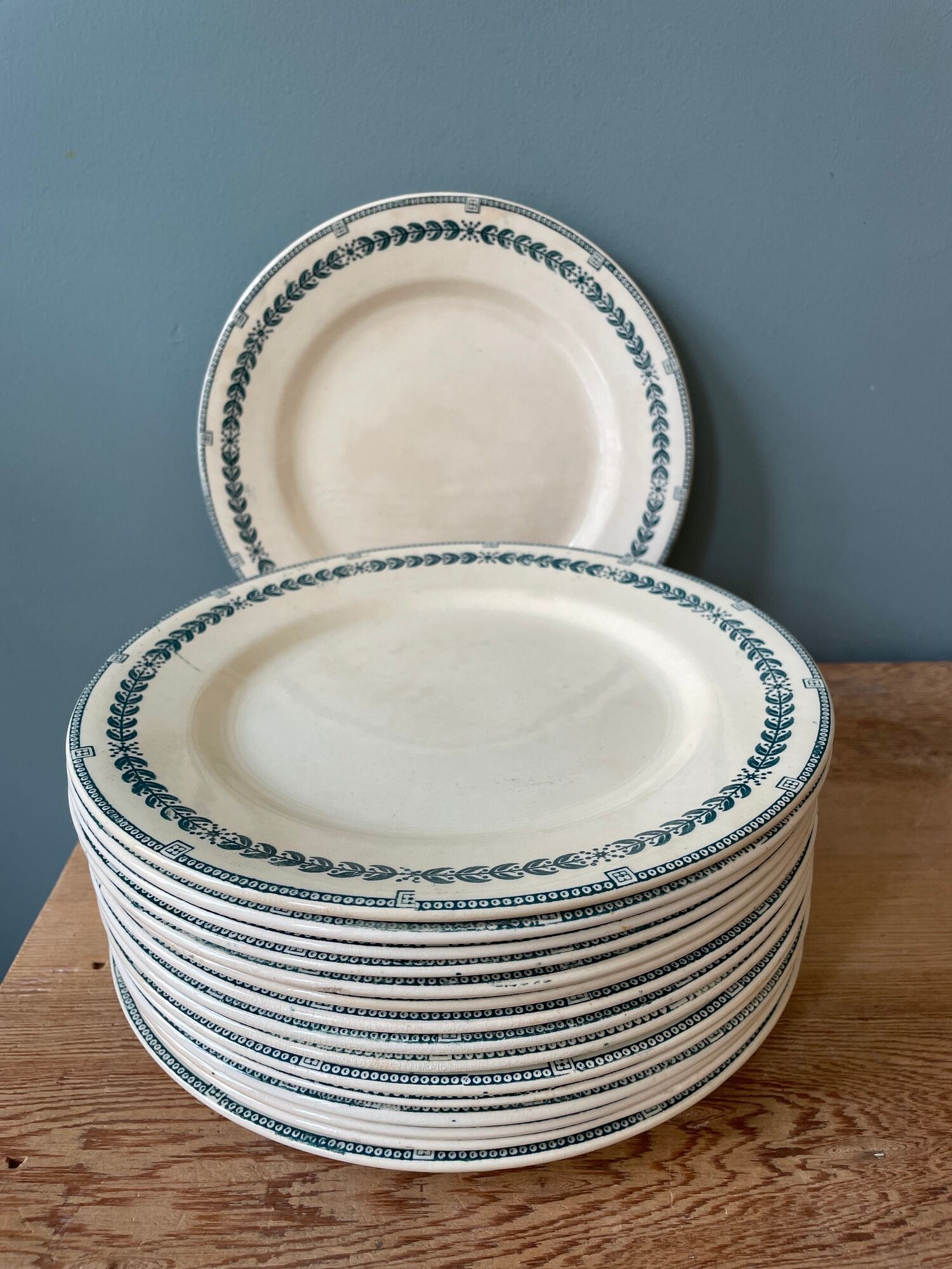 Set of 16 flat plates Terre de Fer, Service Condé Salins