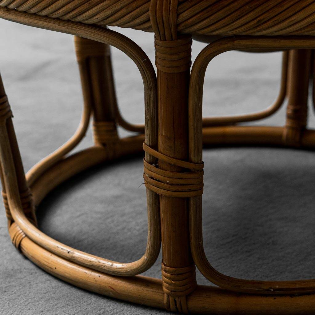 Poltrona vintage modello papasan in bambù anni ’70 modernariato