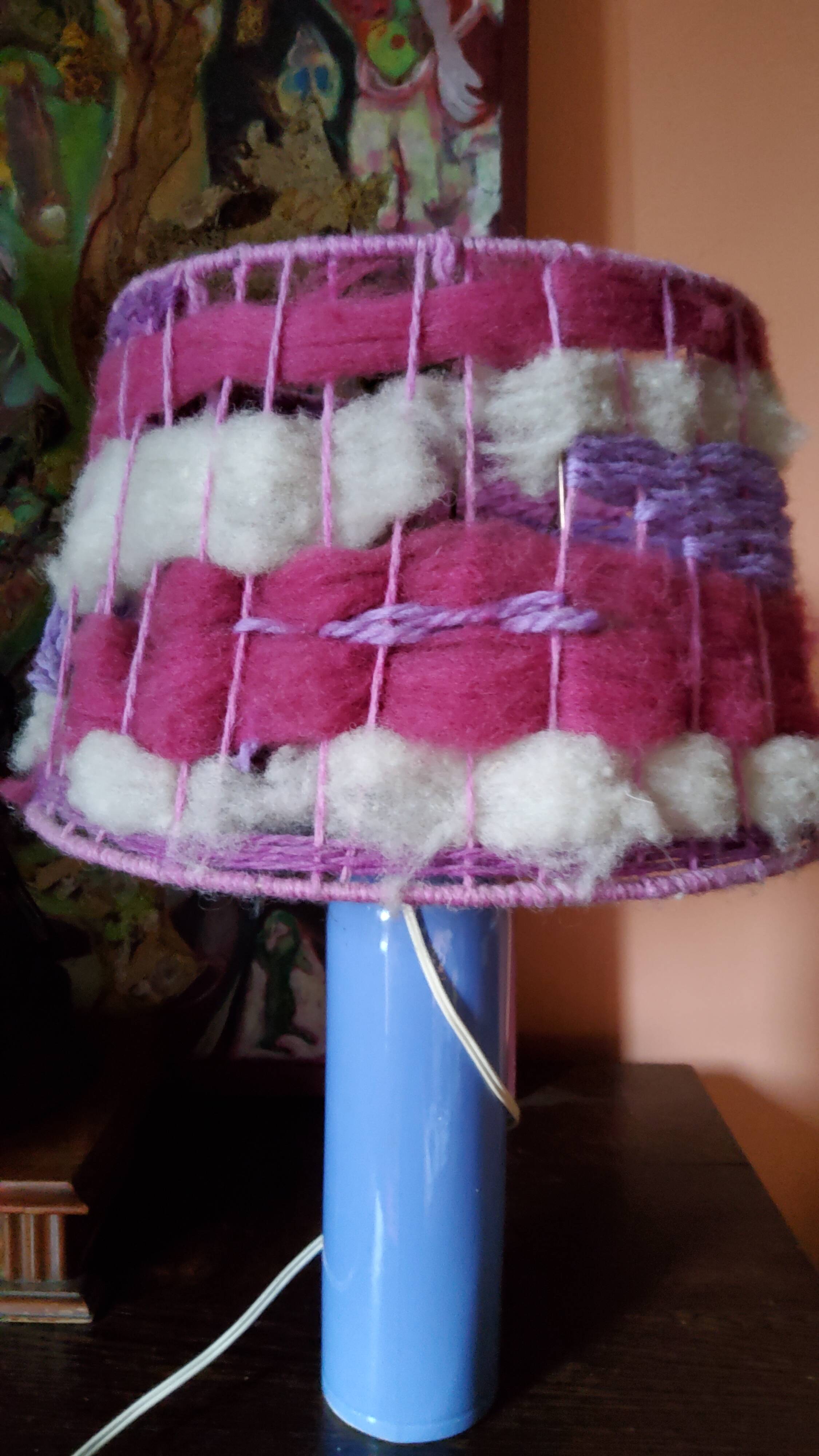 Digoin sandstone lamp from the 70s wool lampshade