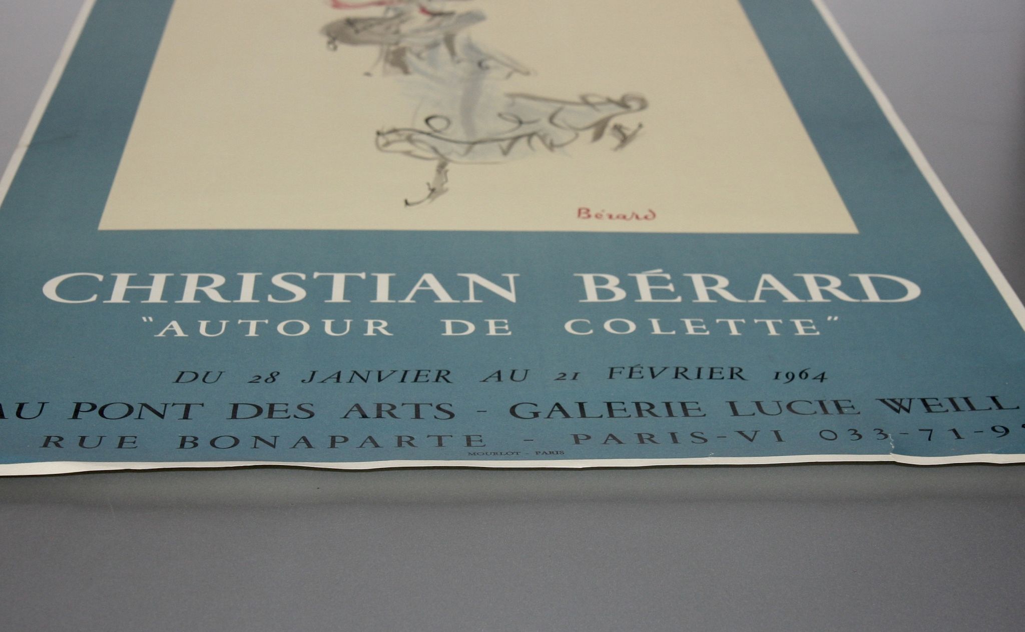 Poster christian bérard for the exhibition "autour de colette", lithograph mourlot, 64 x 47 cm.