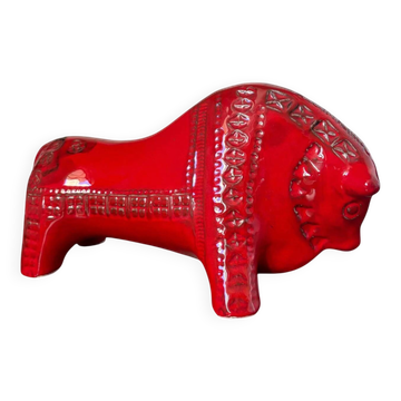 Red ceramic bull by Aldo Londi for Bitossi, Italy, 1960s
