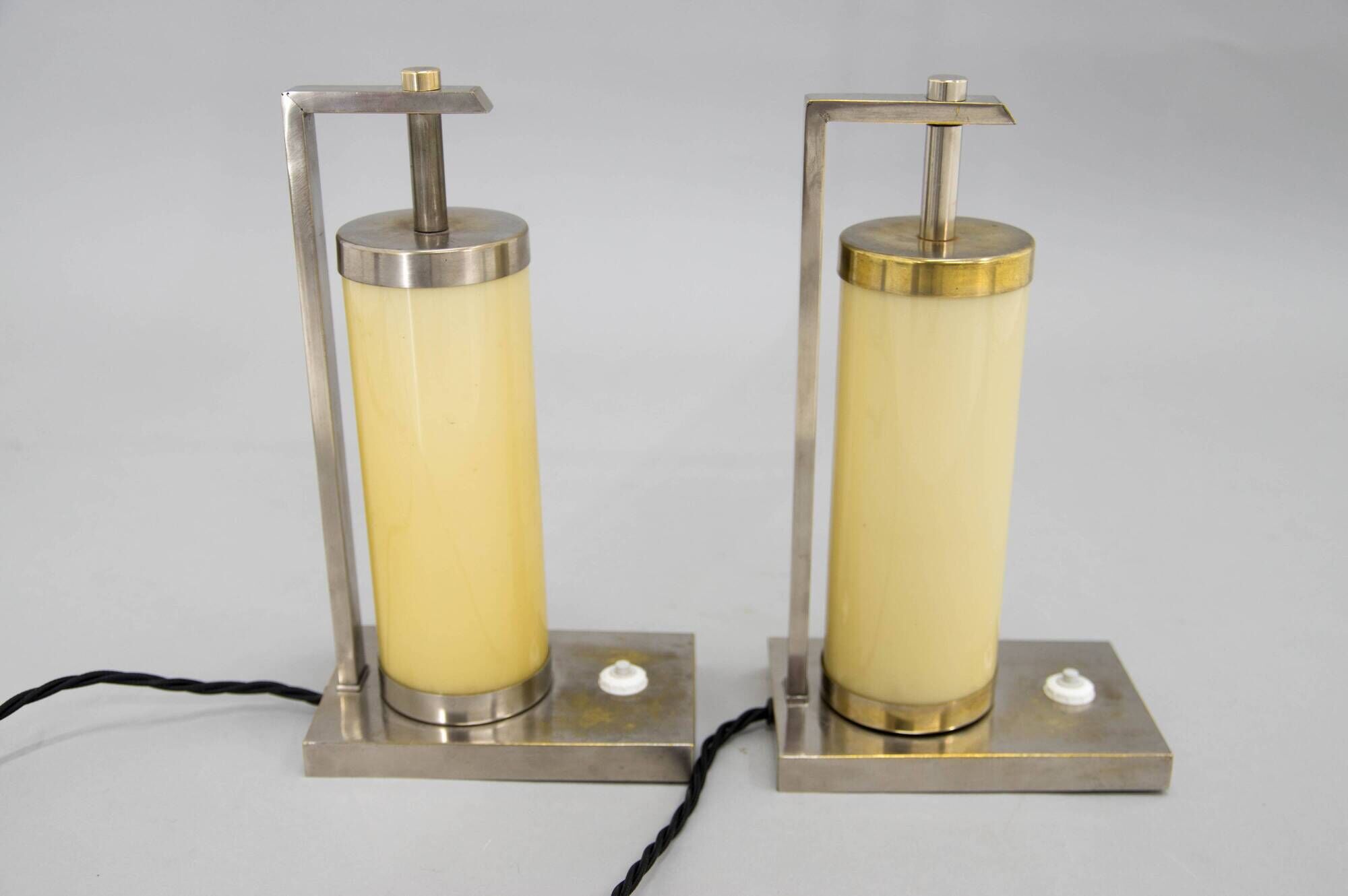 Set of Two Bauhaus / Functionalist Table or Bedside Lamps, 1930s
