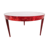 Italian red lacquered Goatskin / Parchment dining table by Aldo Tura, 1960s