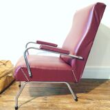 Fauteuil en similicuir bordeaux