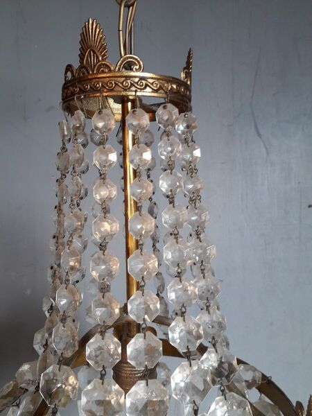 Lustre montgolfiere st Louis XVI bronze and stamps ep 1940