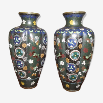 19th century partitioned enamel vases
