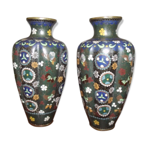 Vases  en émail cloisonné 19ème