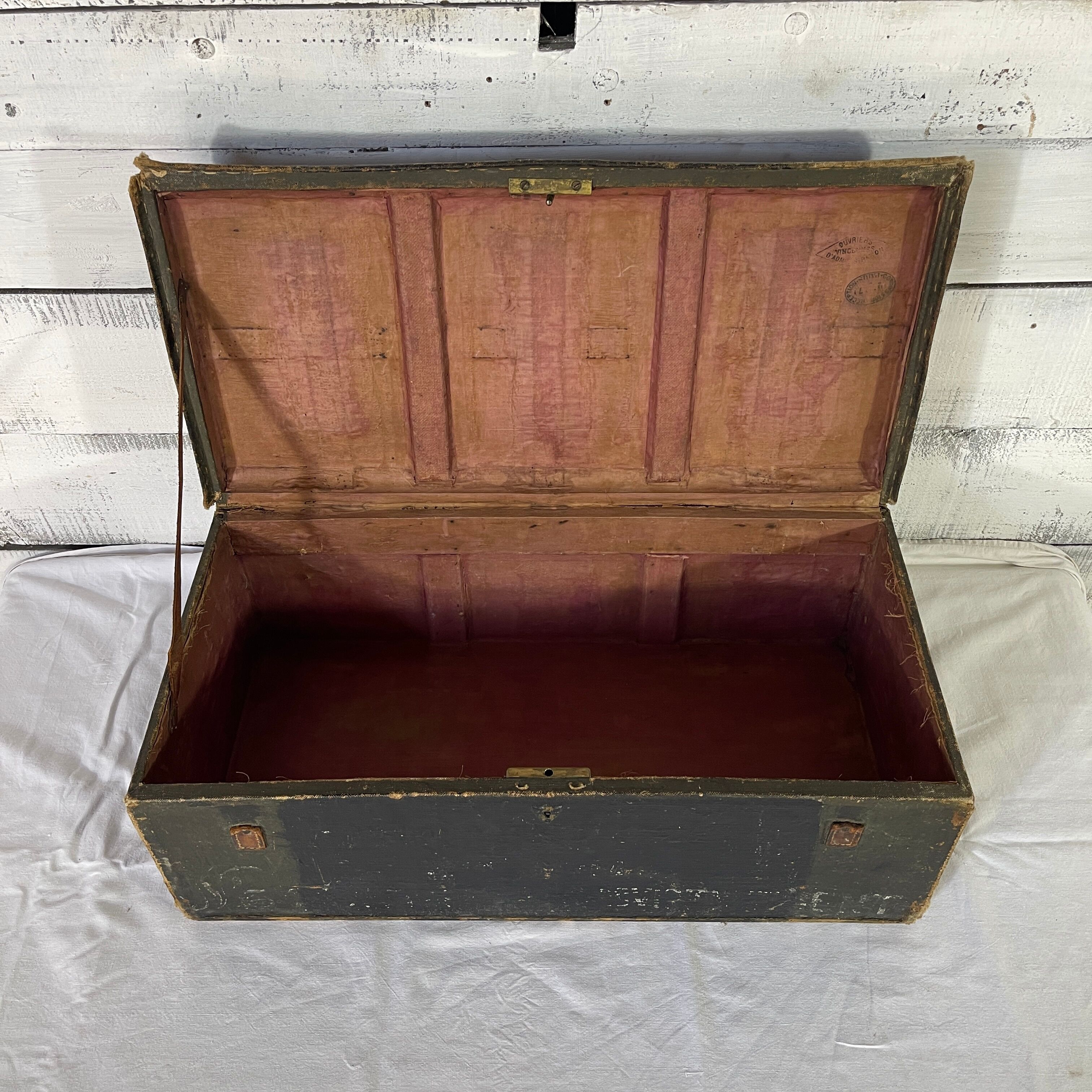 Old black canvas trunk