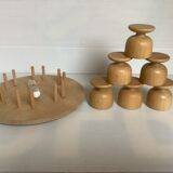 6 wooden egg cups hourglass wall mount Scandinavian wood