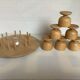 6 wooden egg cups hourglass wall mount Scandinavian wood