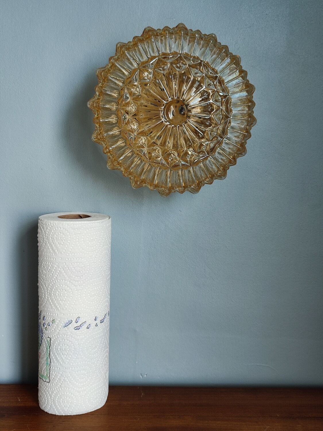 Prisma round ceiling lamp/wall lamp in vintage glossy glass