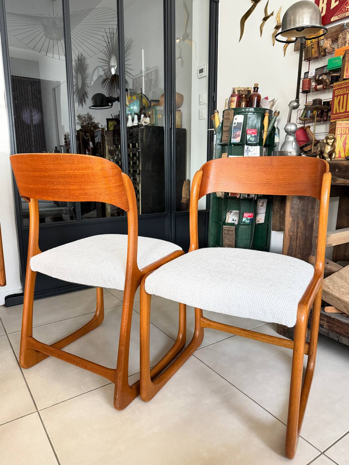 Set of 6 vintage Baumann sled chairs