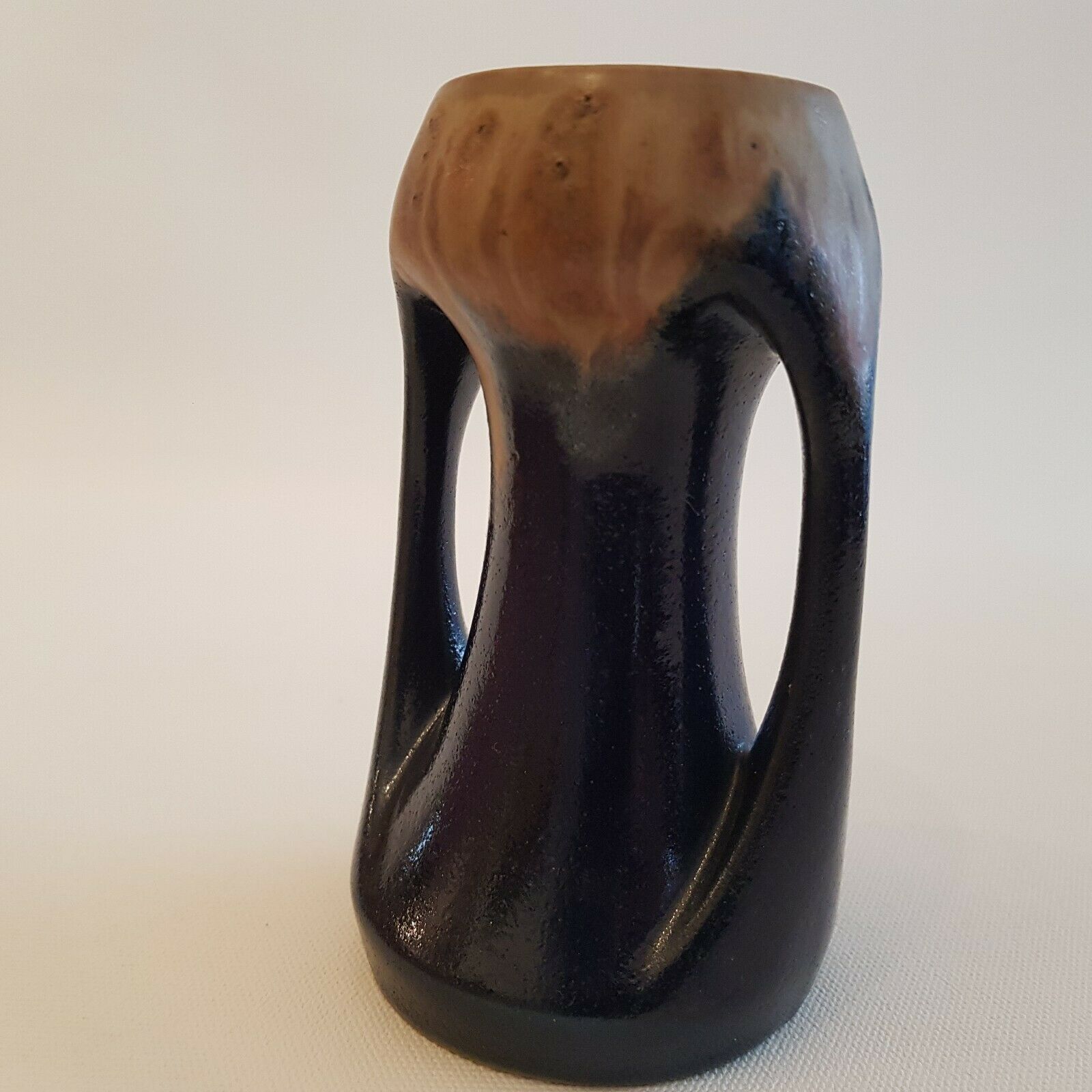 Denbac art deco enamelled ceramic sandstone vase