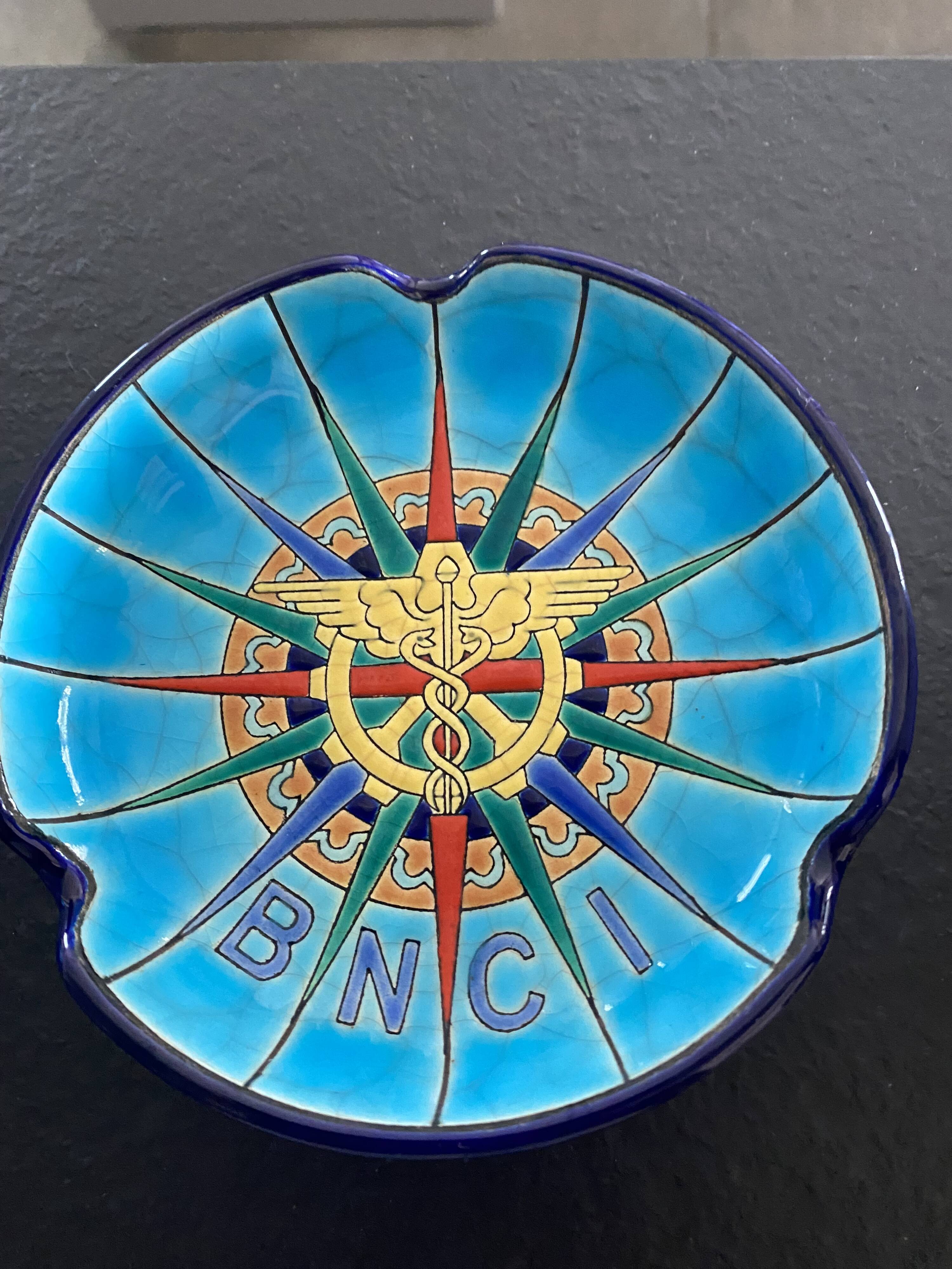 Longwy Enamels – Vintage BNCI Ashtray in Glazed Earthenware – 13 cm