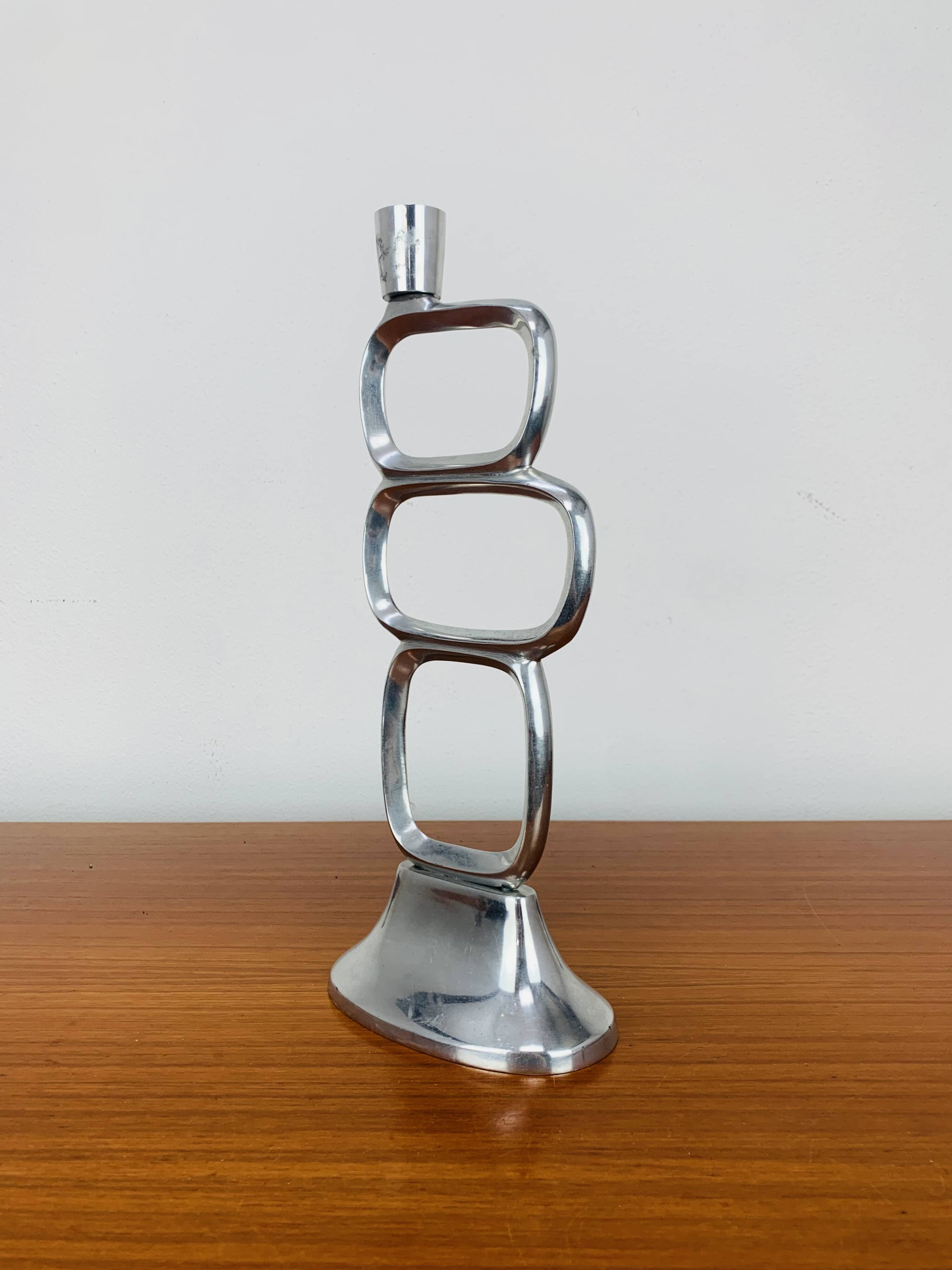 Matthew Hilton style aluminum circle candle holder, vintage design