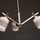 Chandelier 3 arms teak, metal and cut glass