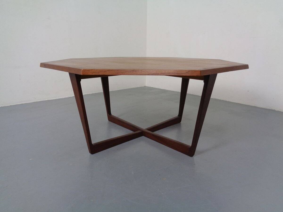 Danish Octagonal Teak Coffee Table, 1960s