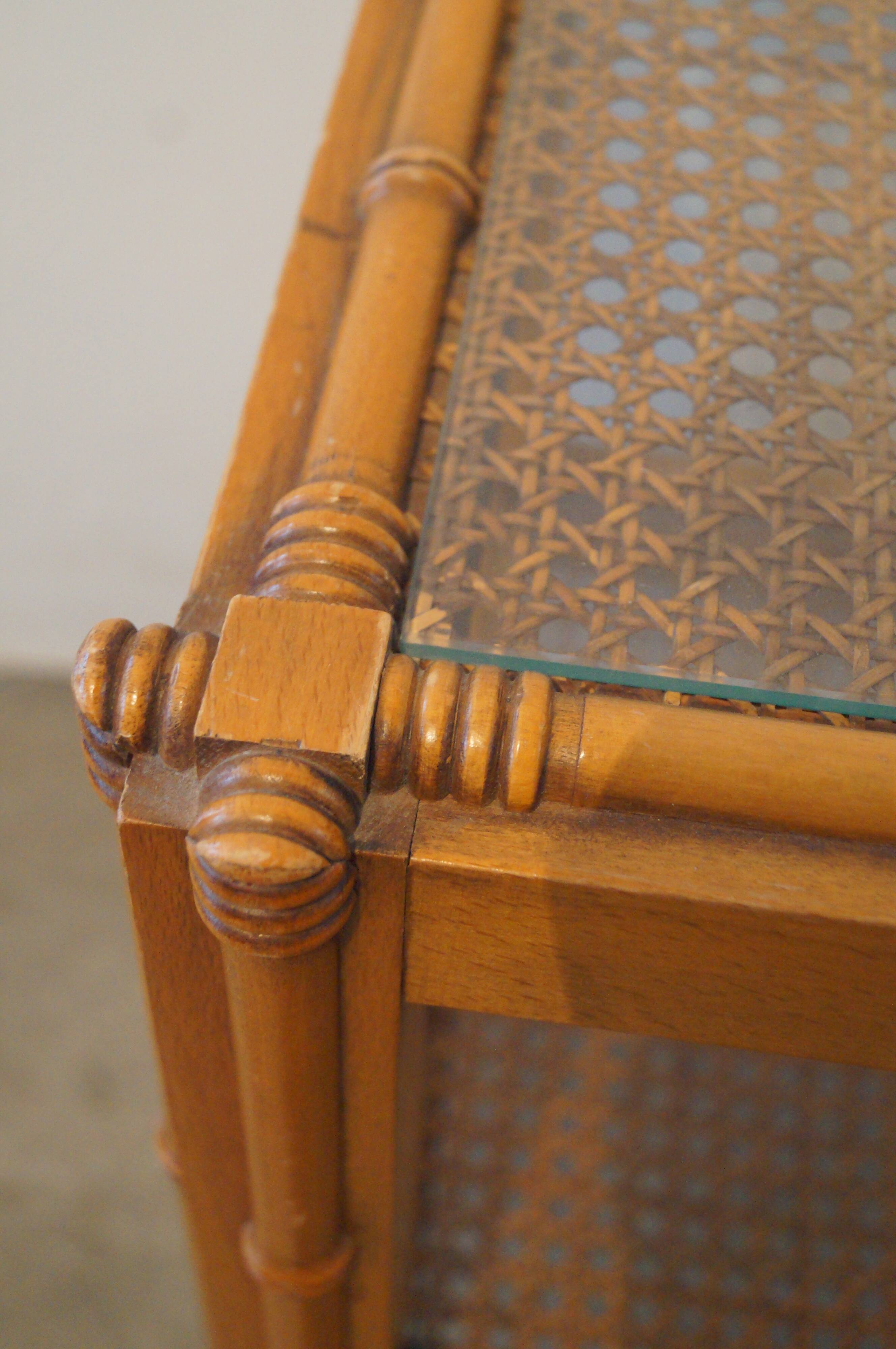 Bamboo side table in wood 1960