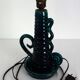 Pieds de lampe bougeoir émaillé vert Accolay vintage