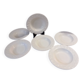 Set of 6 white ceramic deep plates made in Italy.