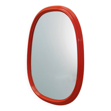 Mirror in a red frame, Danish design, 1970s, made in Denmark