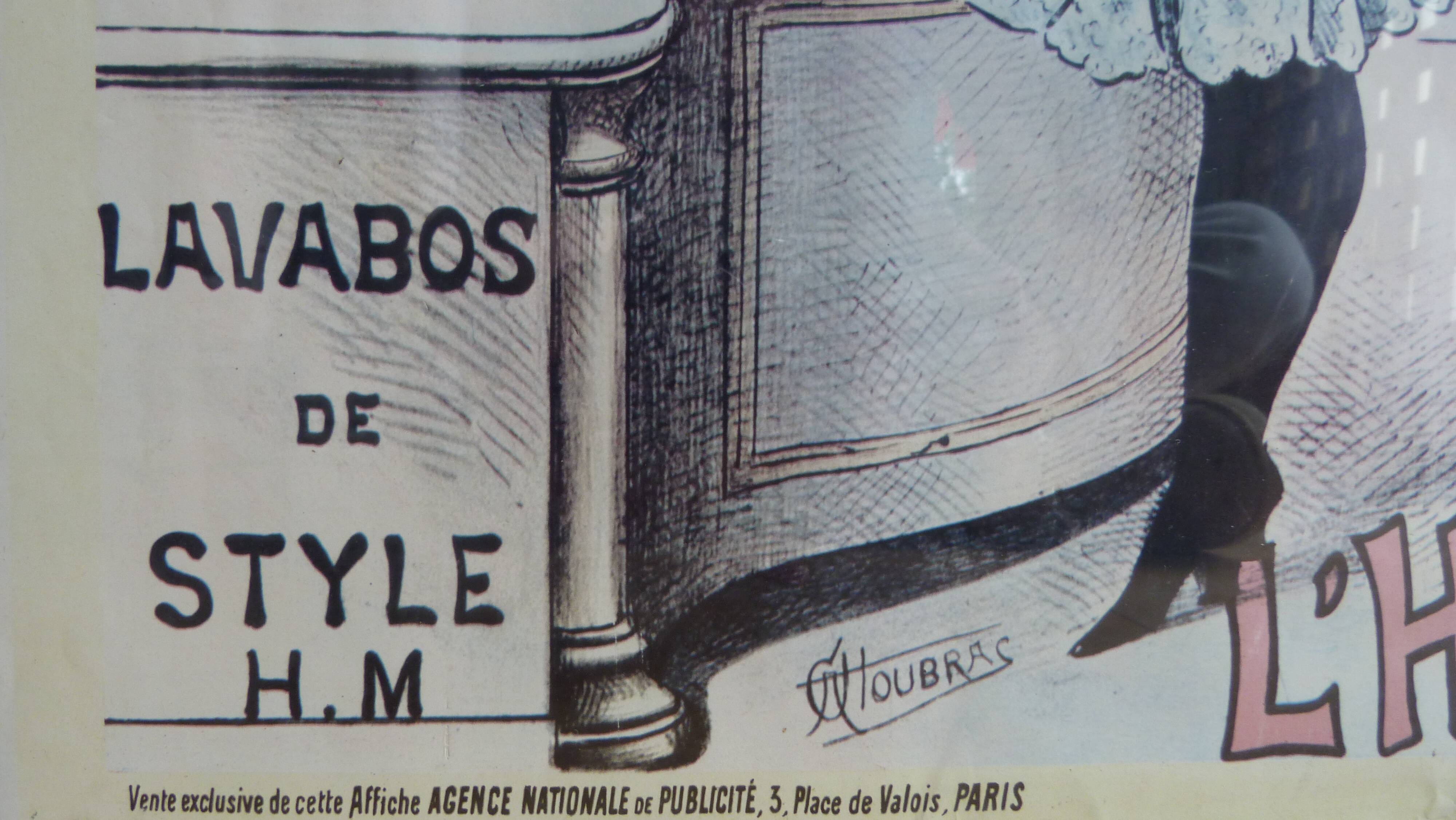 Old advertising poster: washbasins bathrooms modern hygiene