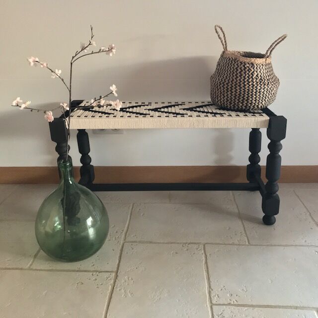 Hand woven indian bench
