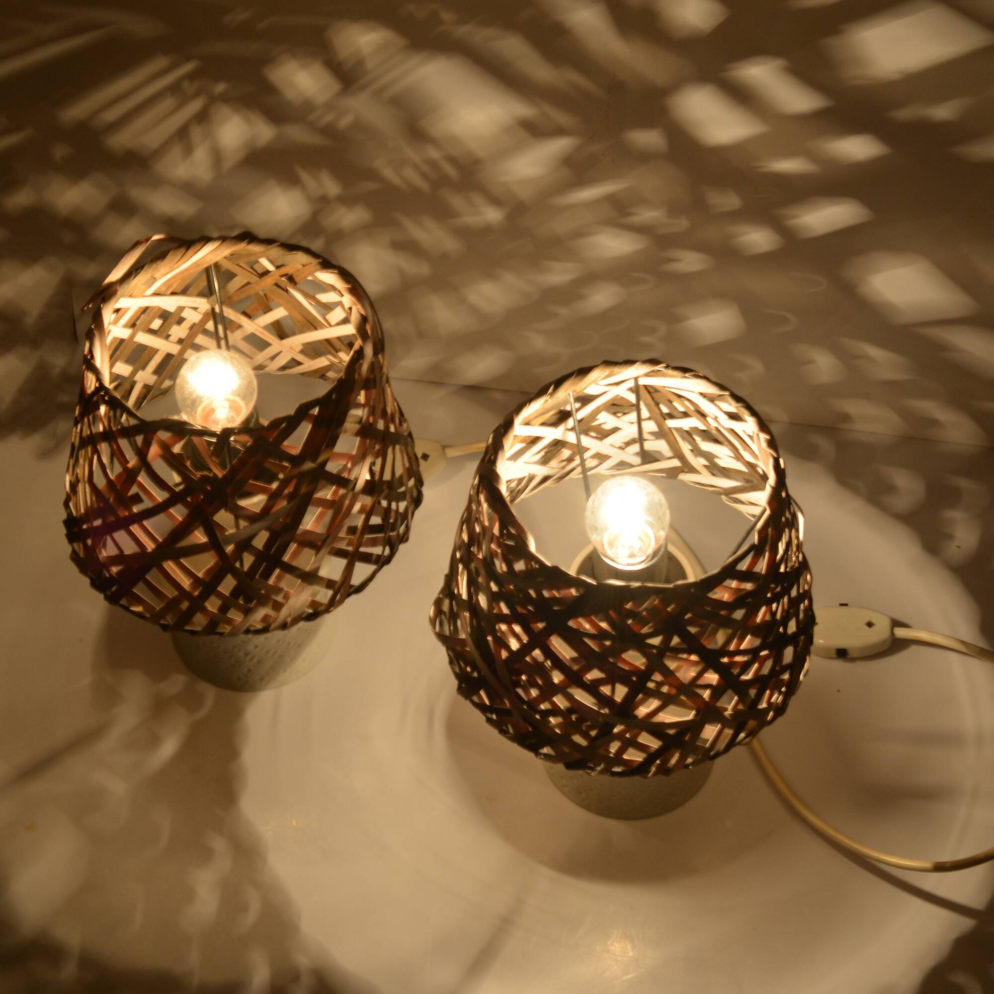 A pair of bedside lamps, porcelain base, Unterweisbach, Germany, 1970s.