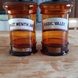 Pair of brown glass pharmacy jars