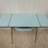 Blue formica table 2 chairs 1 mdj stool