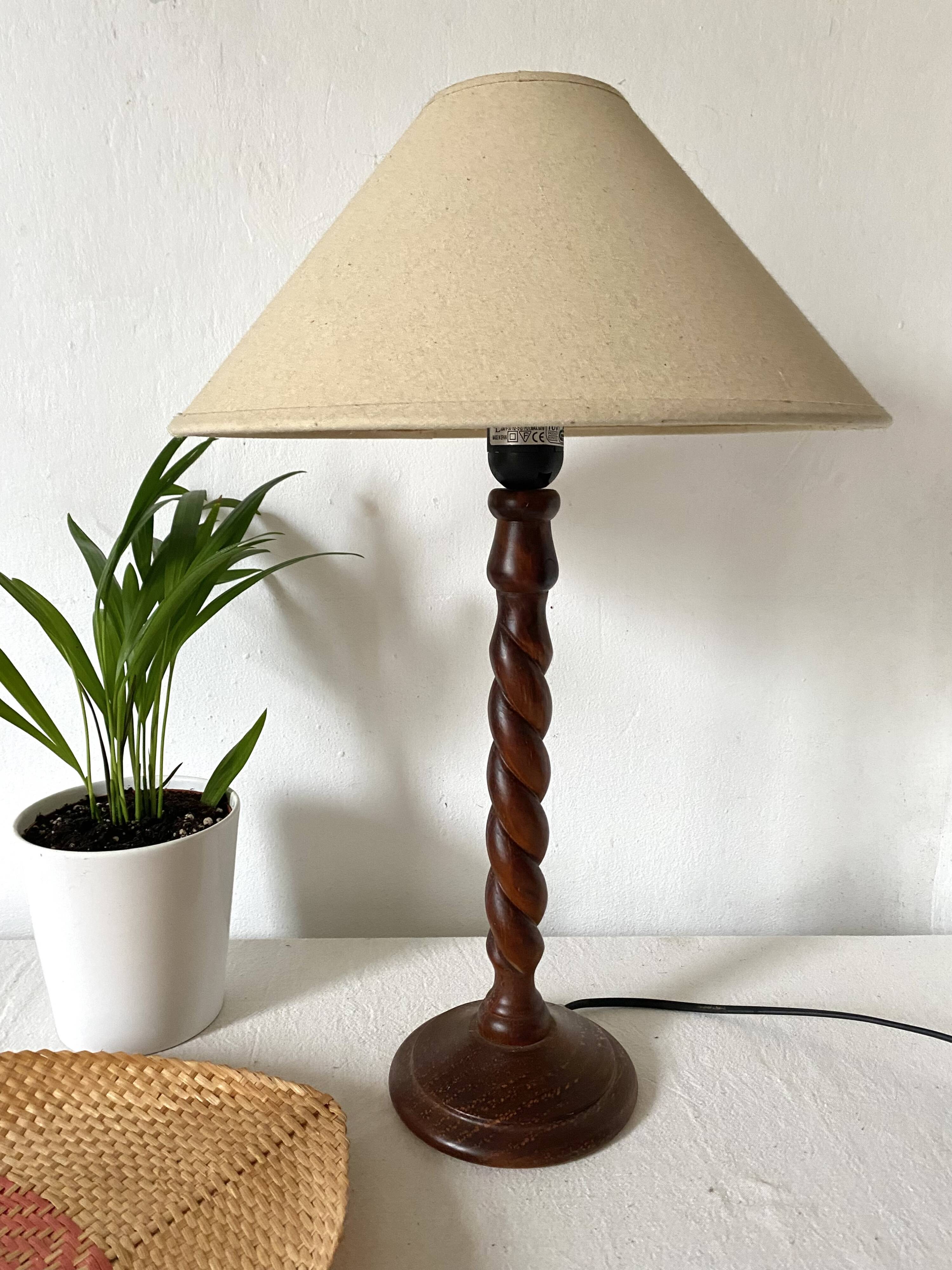 Turned wooden lamp h 50