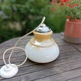 Honey cream opaline pendant light with chrome finish